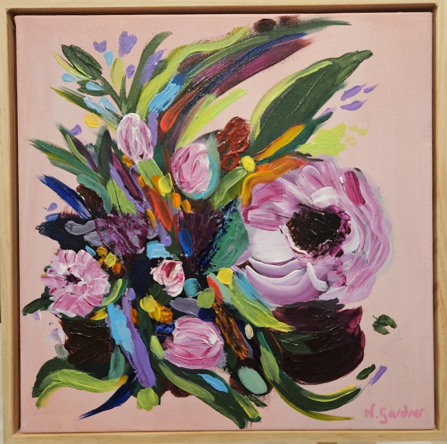 Blush pink floral painting