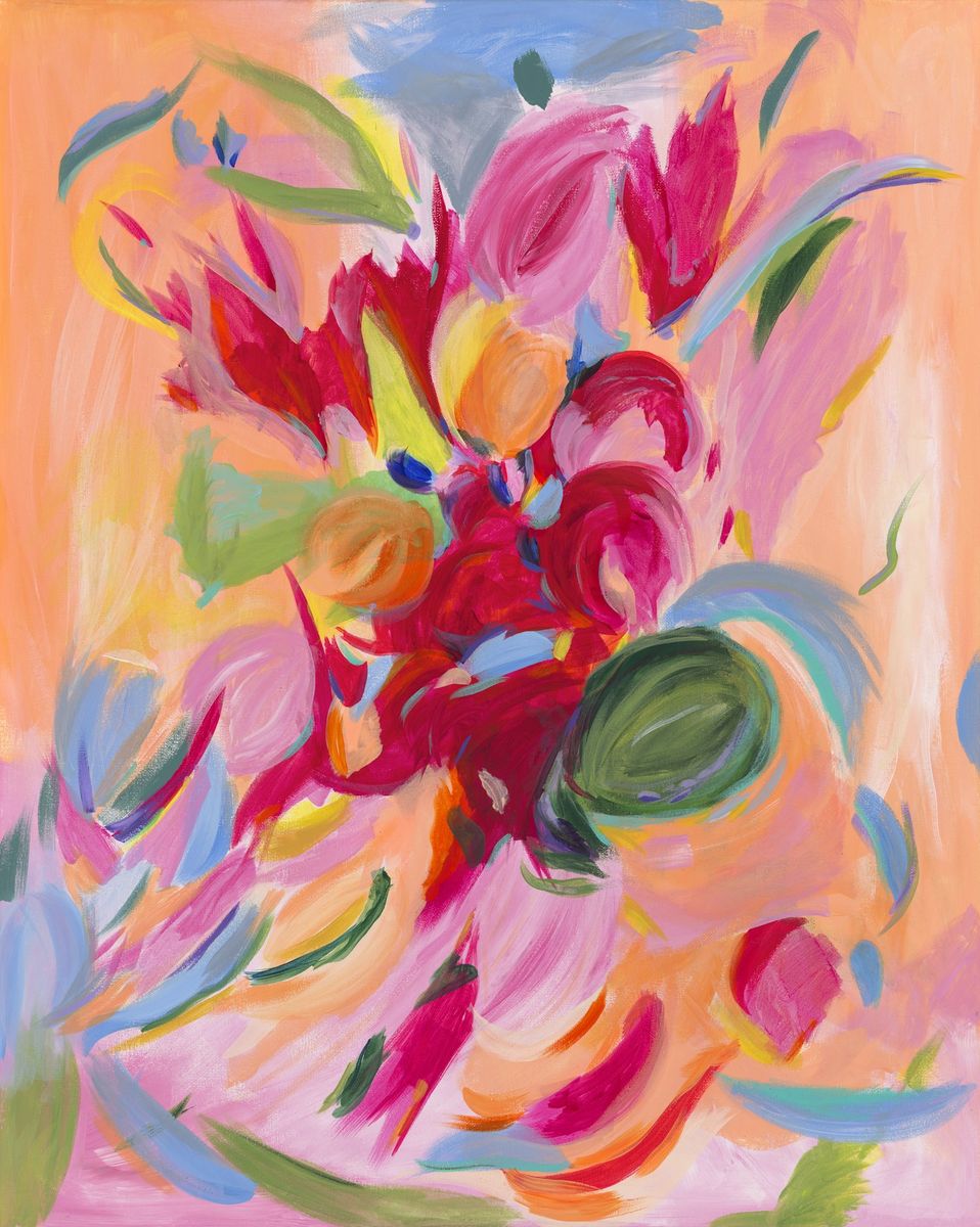Unfolding Joy, abstract floral painting by Natalie Gardner